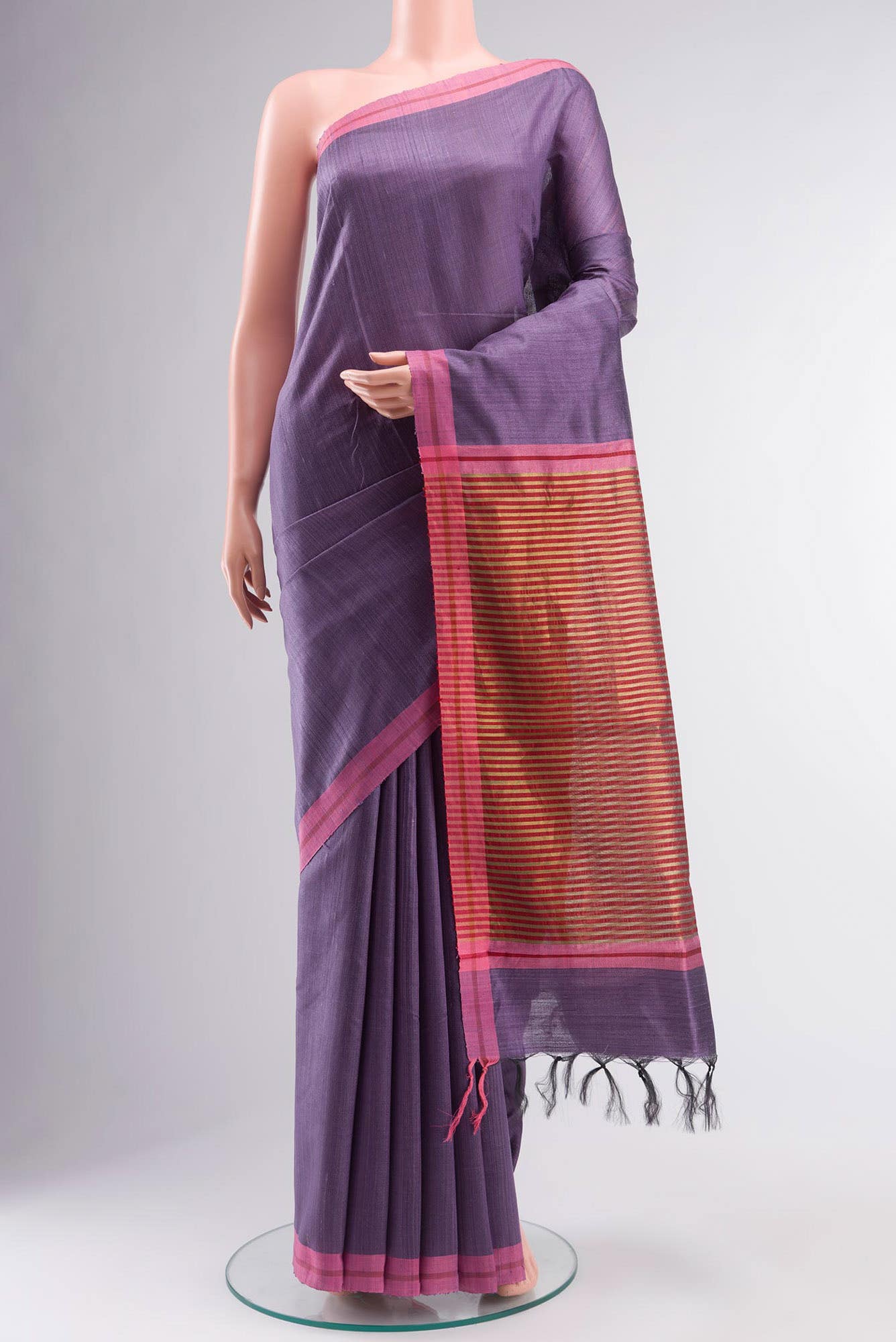 Kruti-Purple Bhagalpuri Tussar Silk Saree