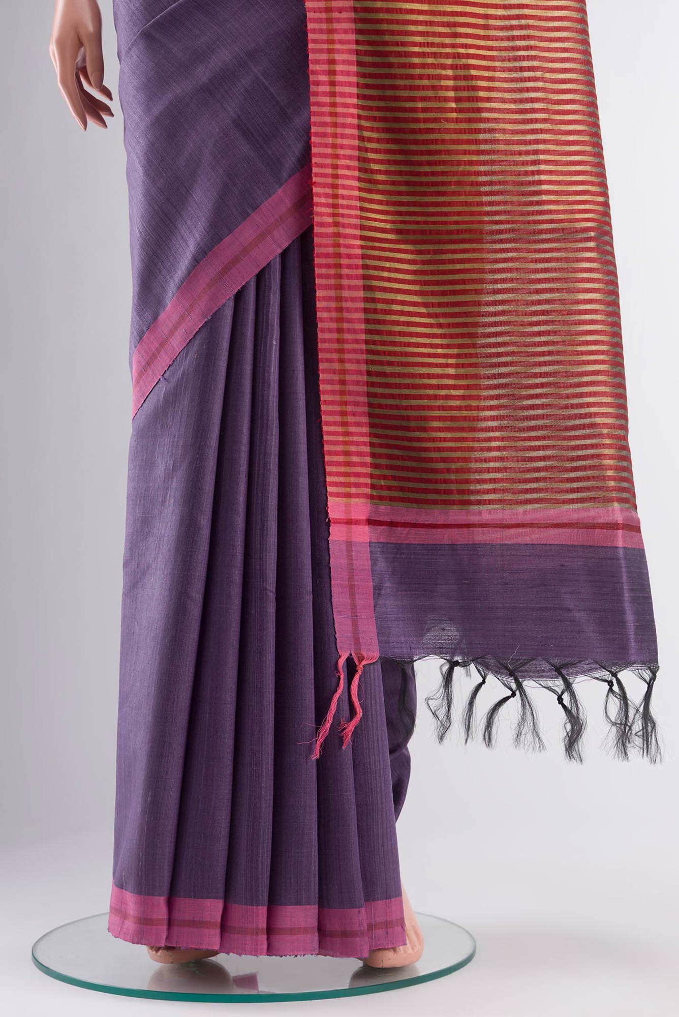 Kruti-Purple Bhagalpuri Tussar Silk Saree