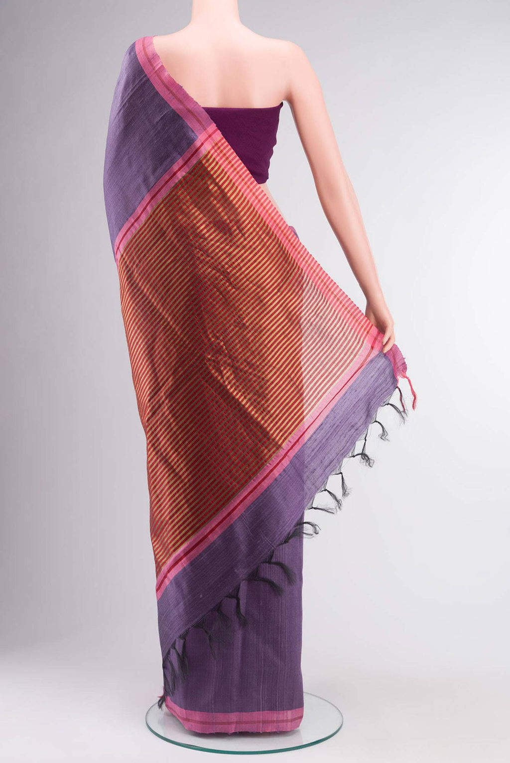 Kruti-Purple Bhagalpuri Tussar Silk Saree