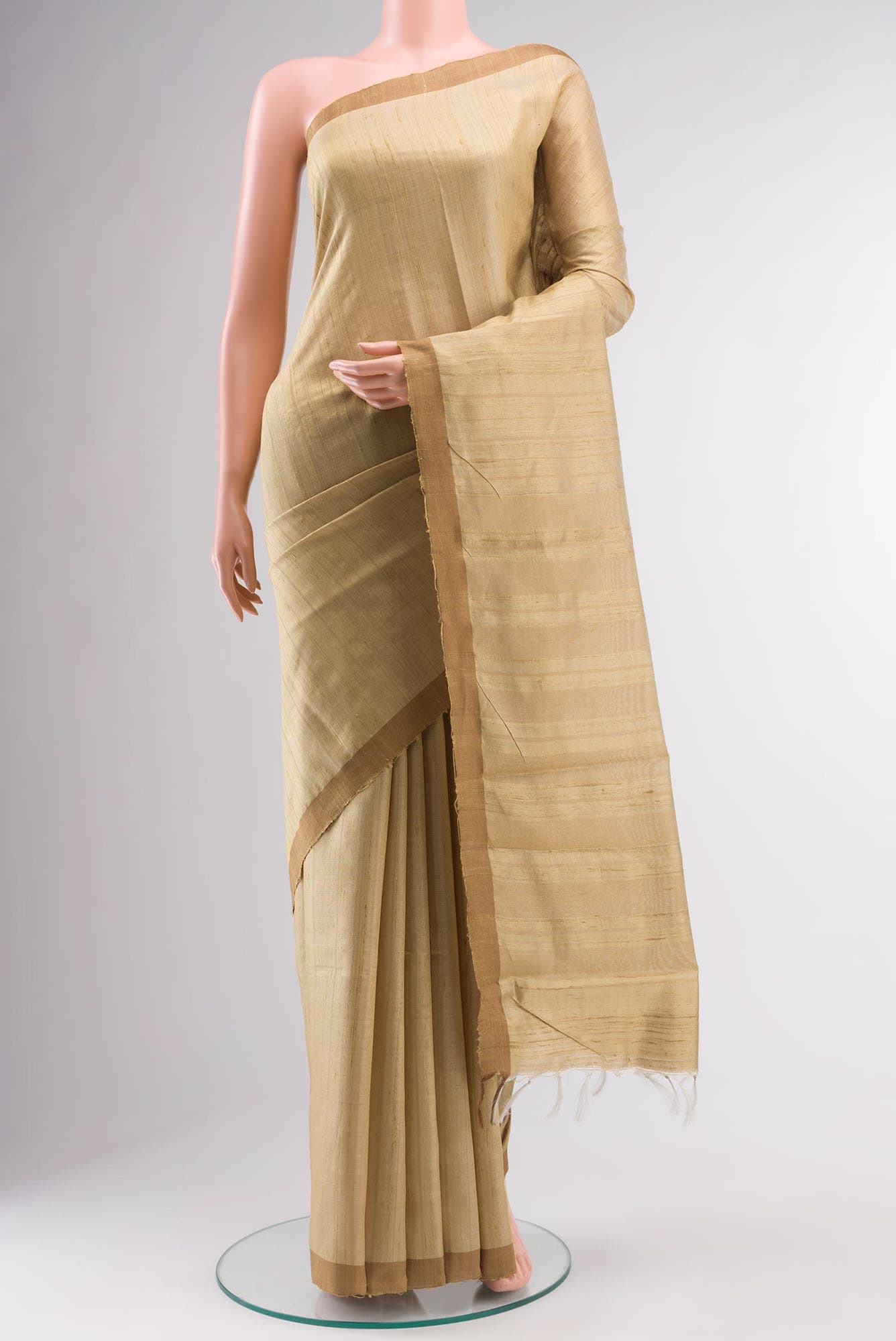 Amisha-Light Brown Bhagalpuri Tussar Silk Saree