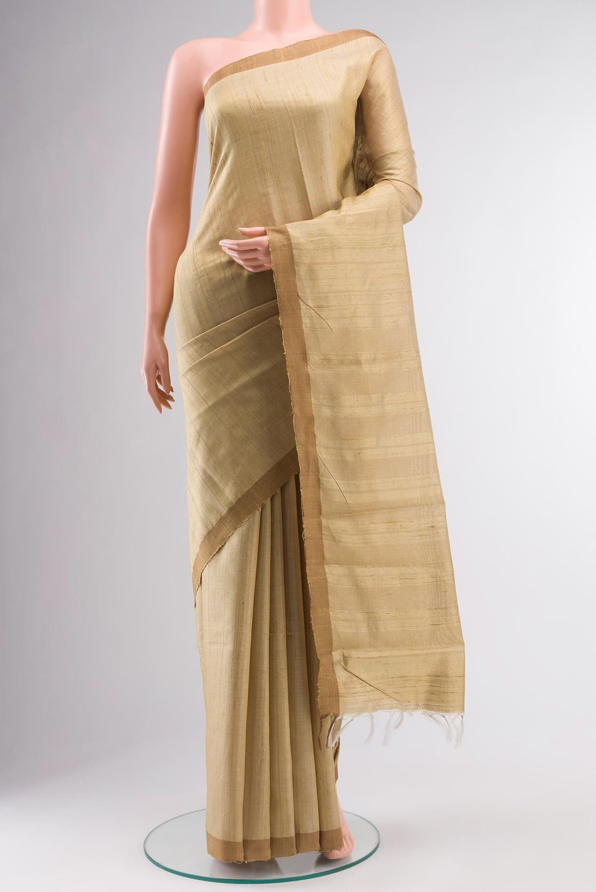 Amisha-Light Brown Bhagalpuri Tussar Silk Saree