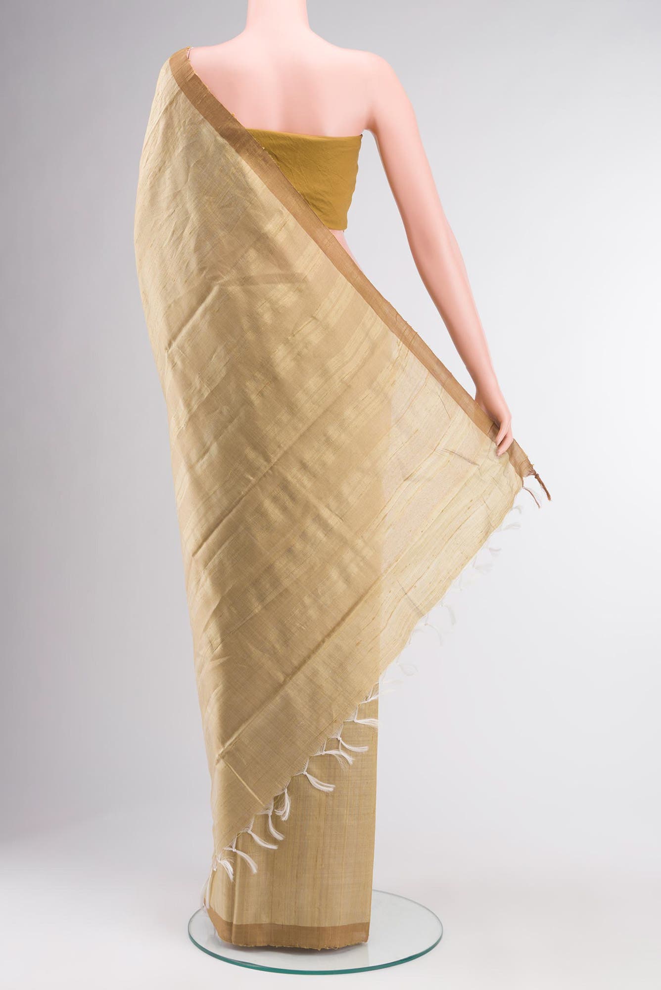 Amisha-Light Brown Bhagalpuri Tussar Silk Saree