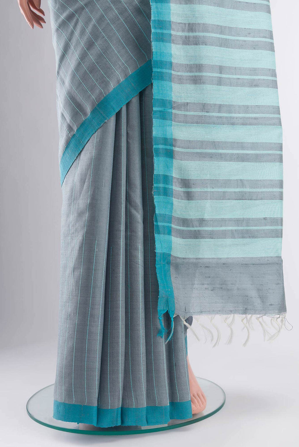 Amisha-Grey Bhagalpuri Tussar Silk Saree