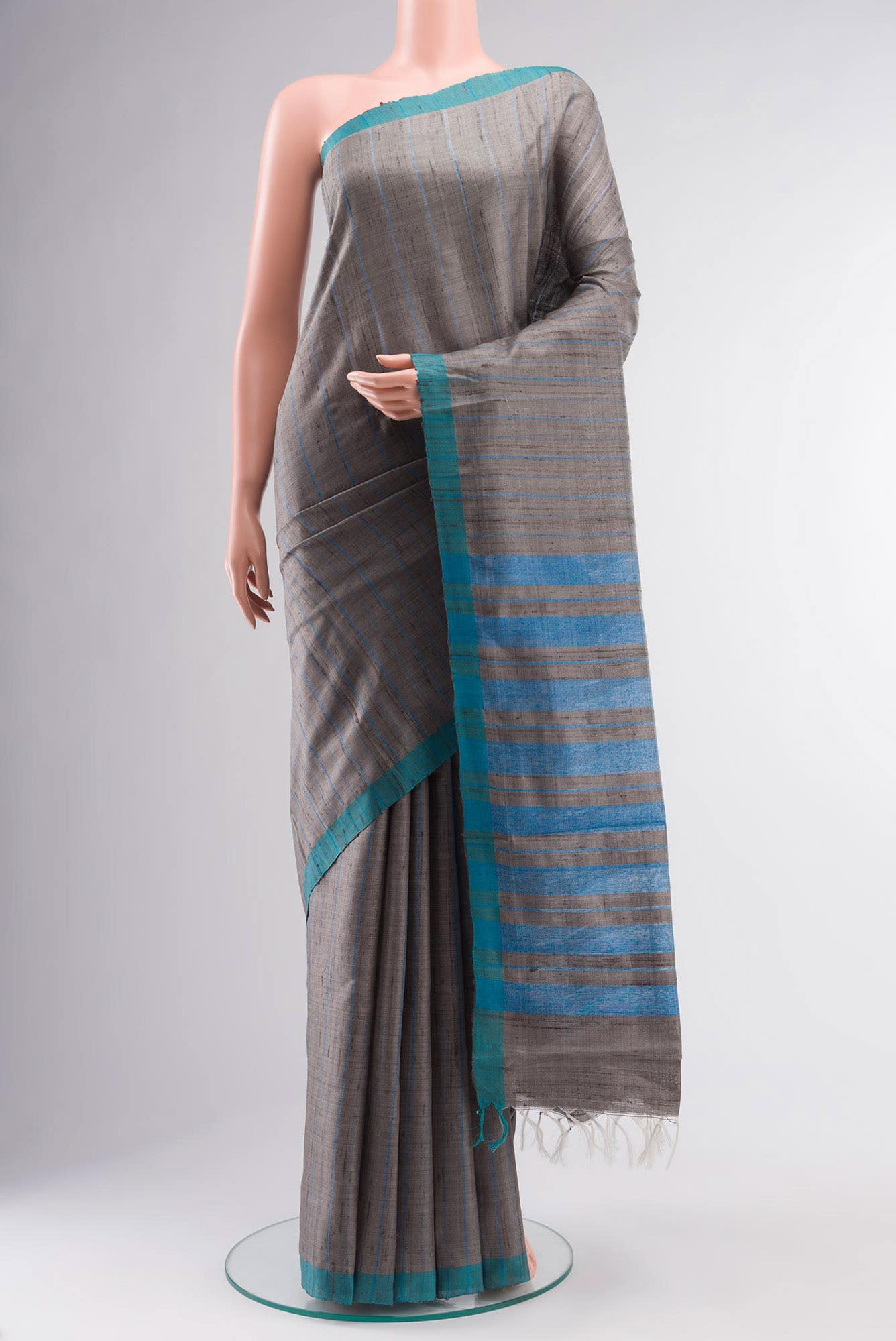 Amisha-Grey Bhagalpuri Tussar Silk Saree