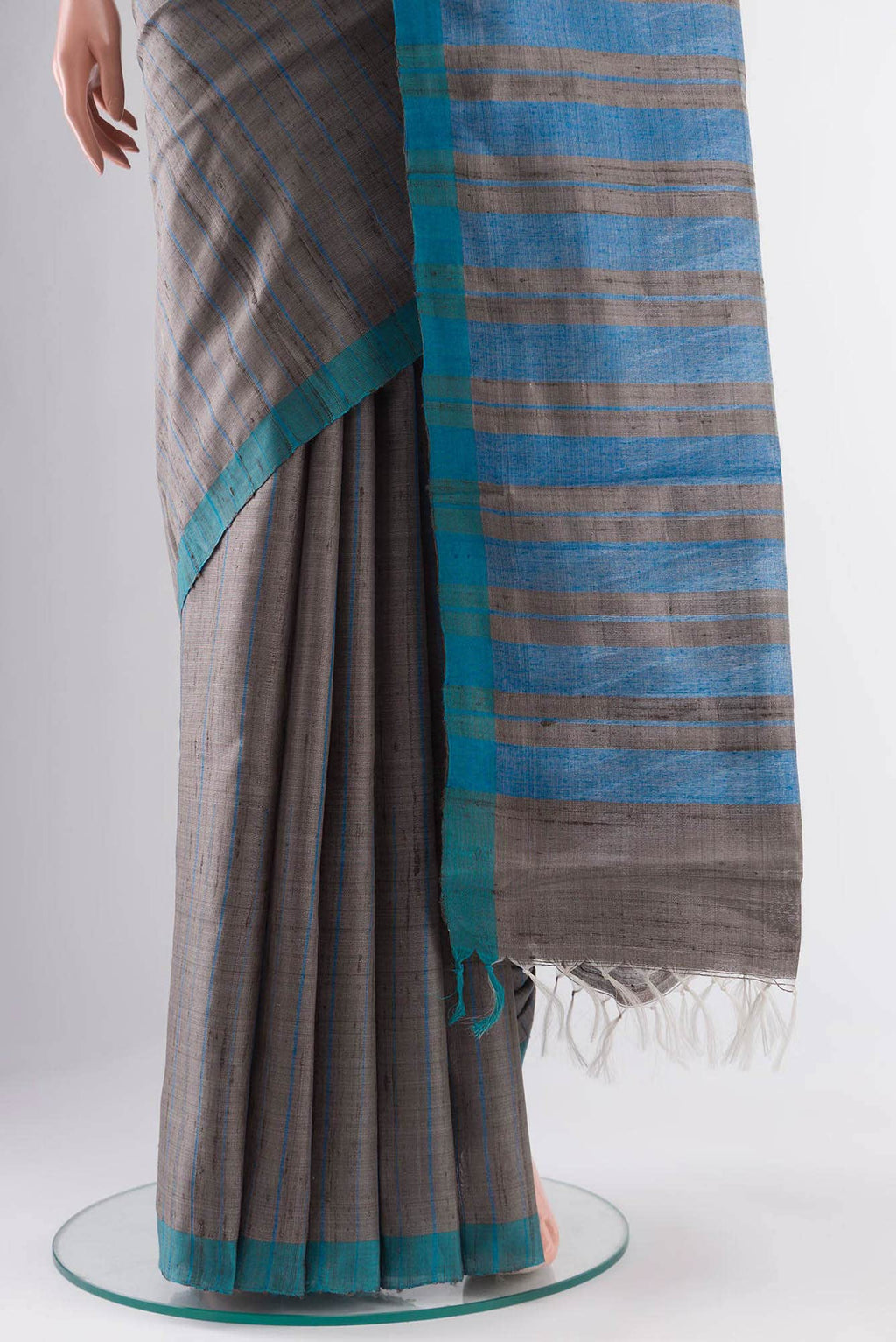 Amisha-Grey Bhagalpuri Tussar Silk Saree