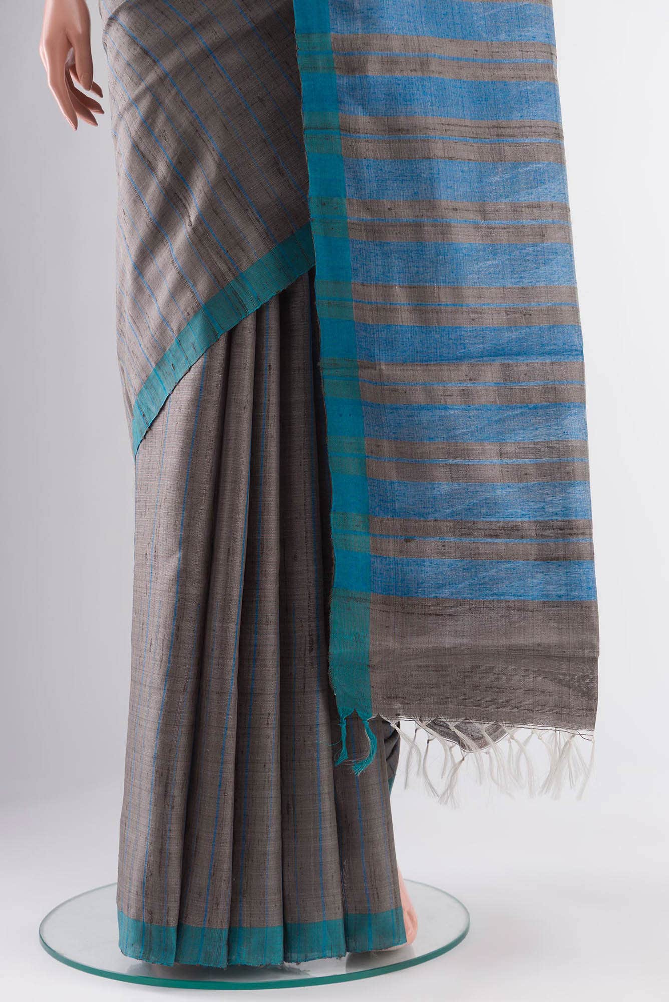 Amisha-Grey Bhagalpuri Tussar Silk Saree