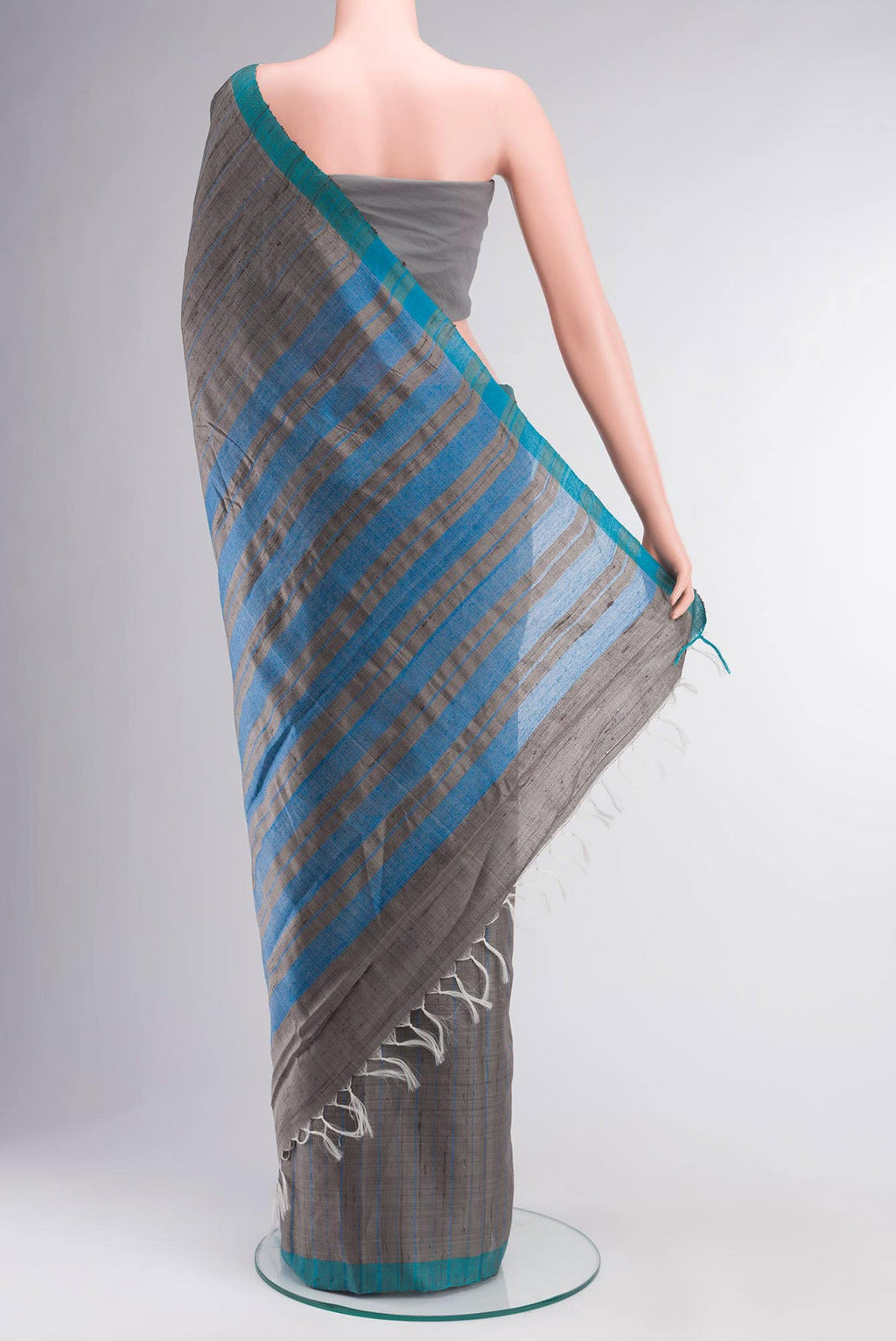 Amisha-Grey Bhagalpuri Tussar Silk Saree