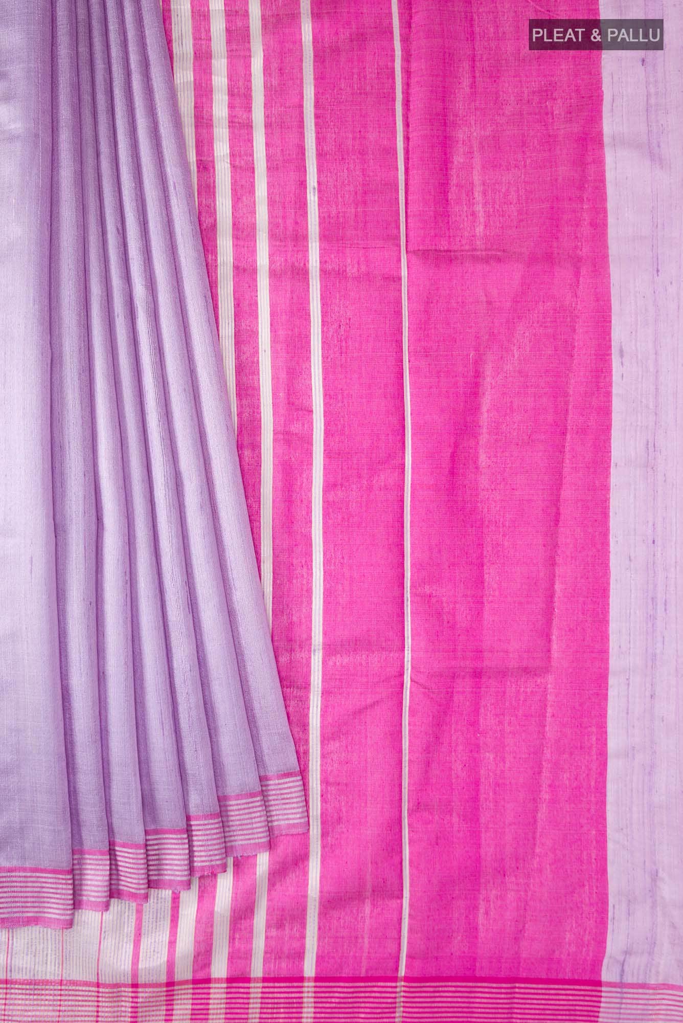 Rose Quartz-Lavender Bhagalpuri Tussar Silk Saree