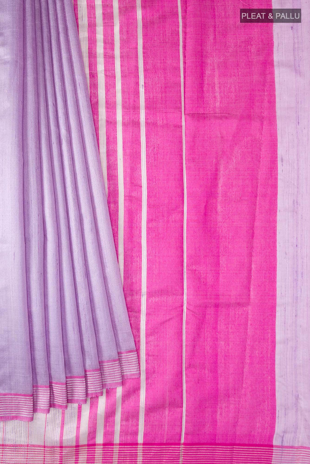 Rose Quartz-Lavender Bhagalpuri Tussar Silk Saree