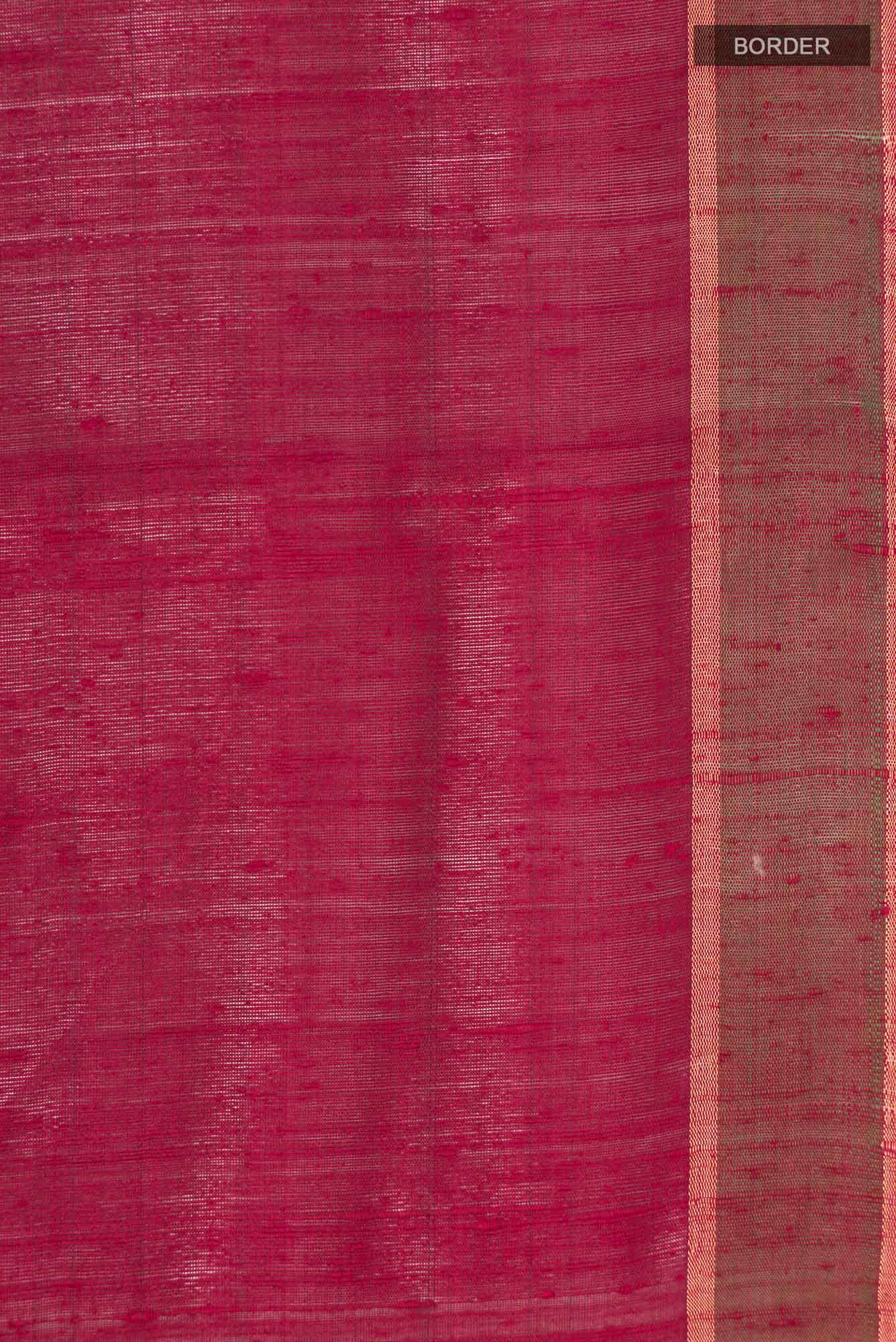 Emerald Ember-Red Bhagalpuri Tussar Silk Saree