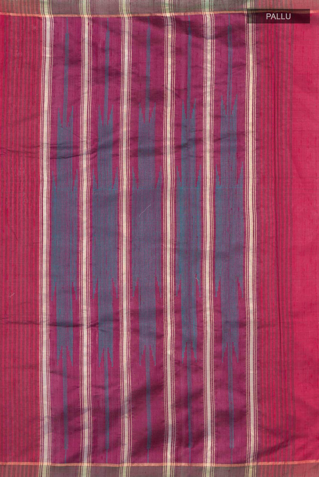 Emerald Ember-Red Bhagalpuri Tussar Silk Saree