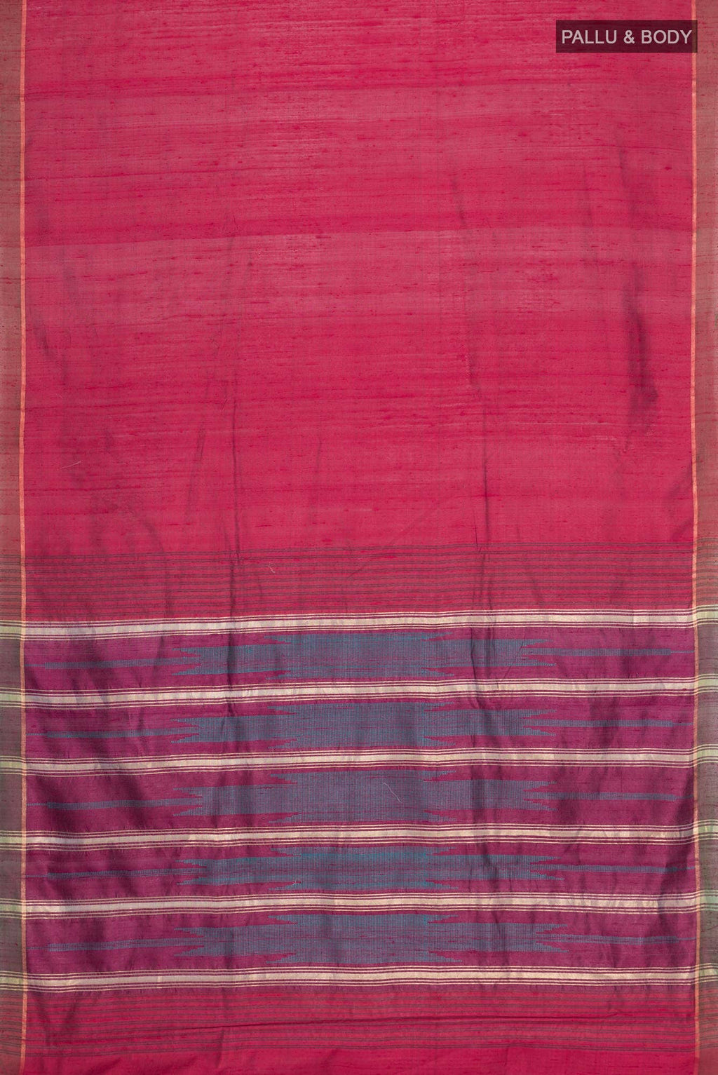 Emerald Ember-Red Bhagalpuri Tussar Silk Saree