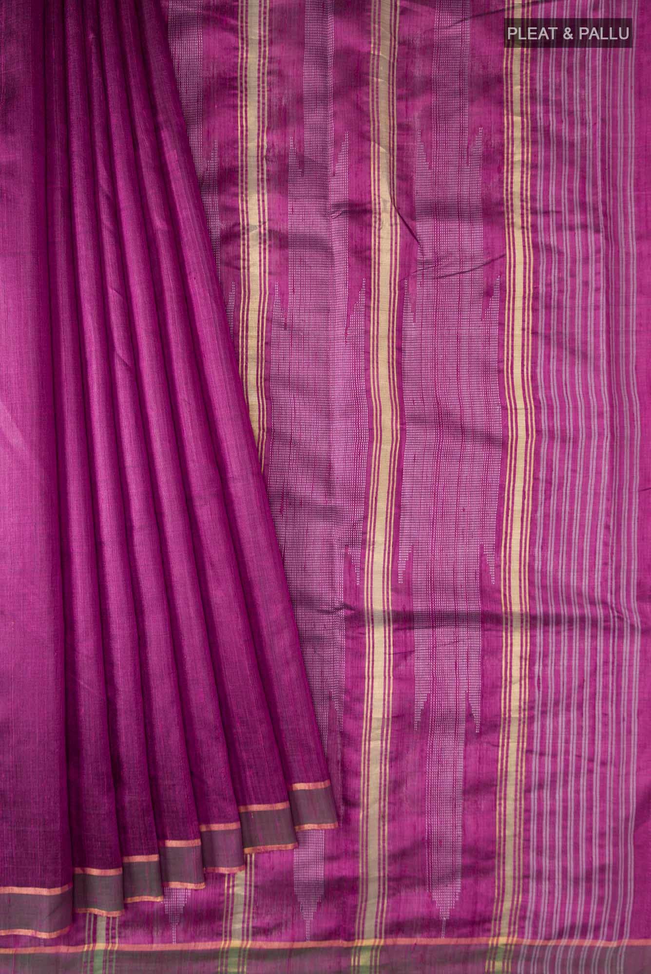 Mystic Berry-Magenta Bhagalpuri Tussar Silk Saree