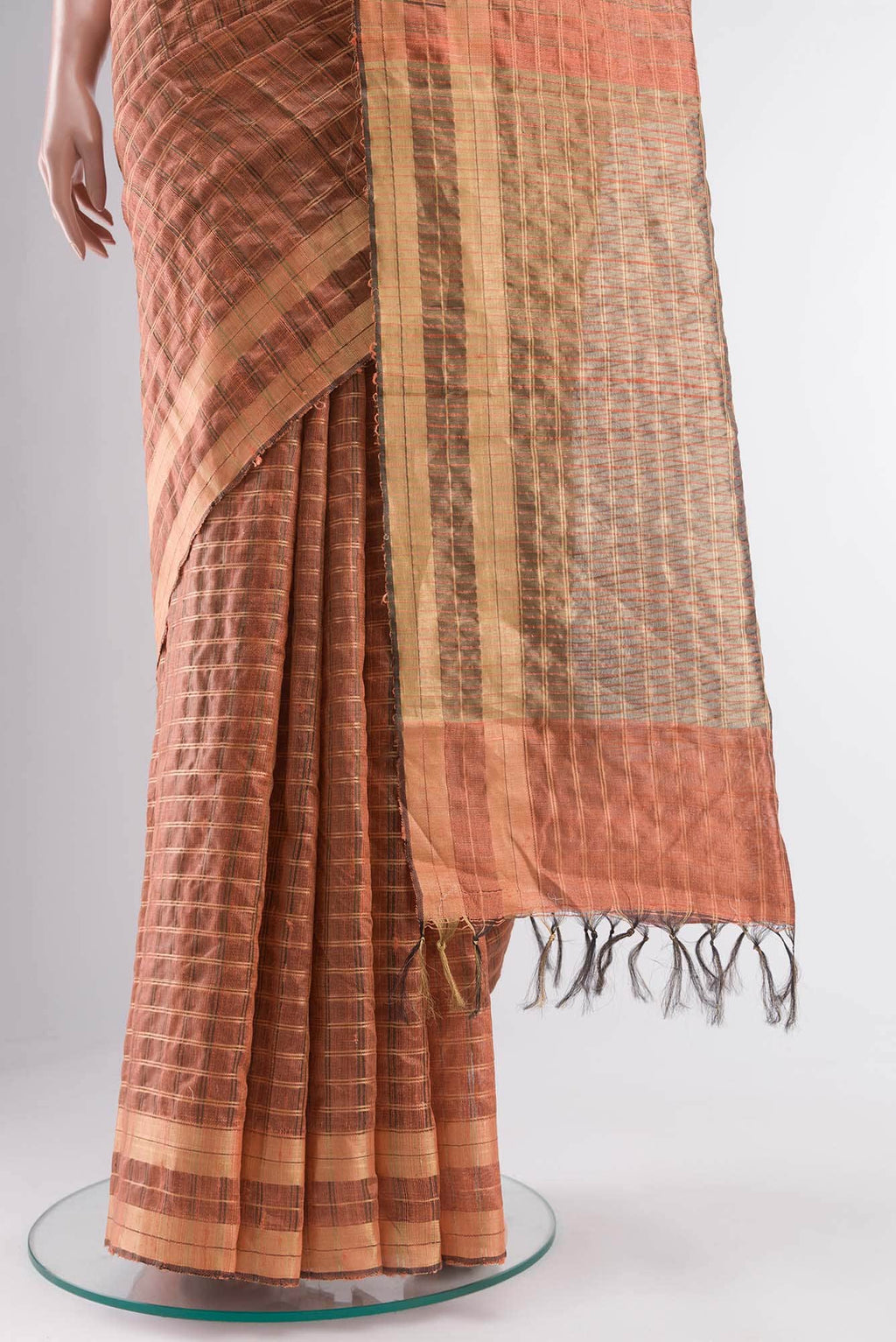 Shruthi-Rust Bhagalpuri Tussar Silk Saree