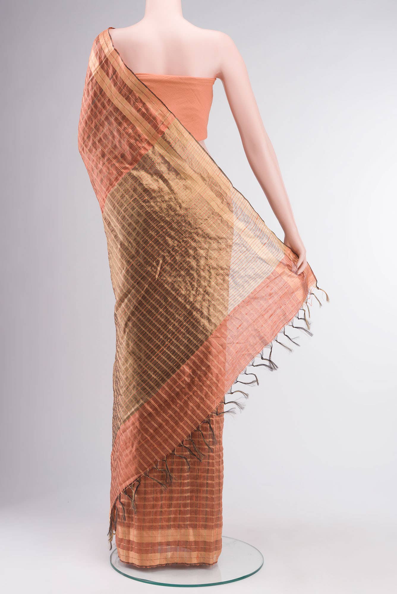 Shruthi-Rust Bhagalpuri Tussar Silk Saree