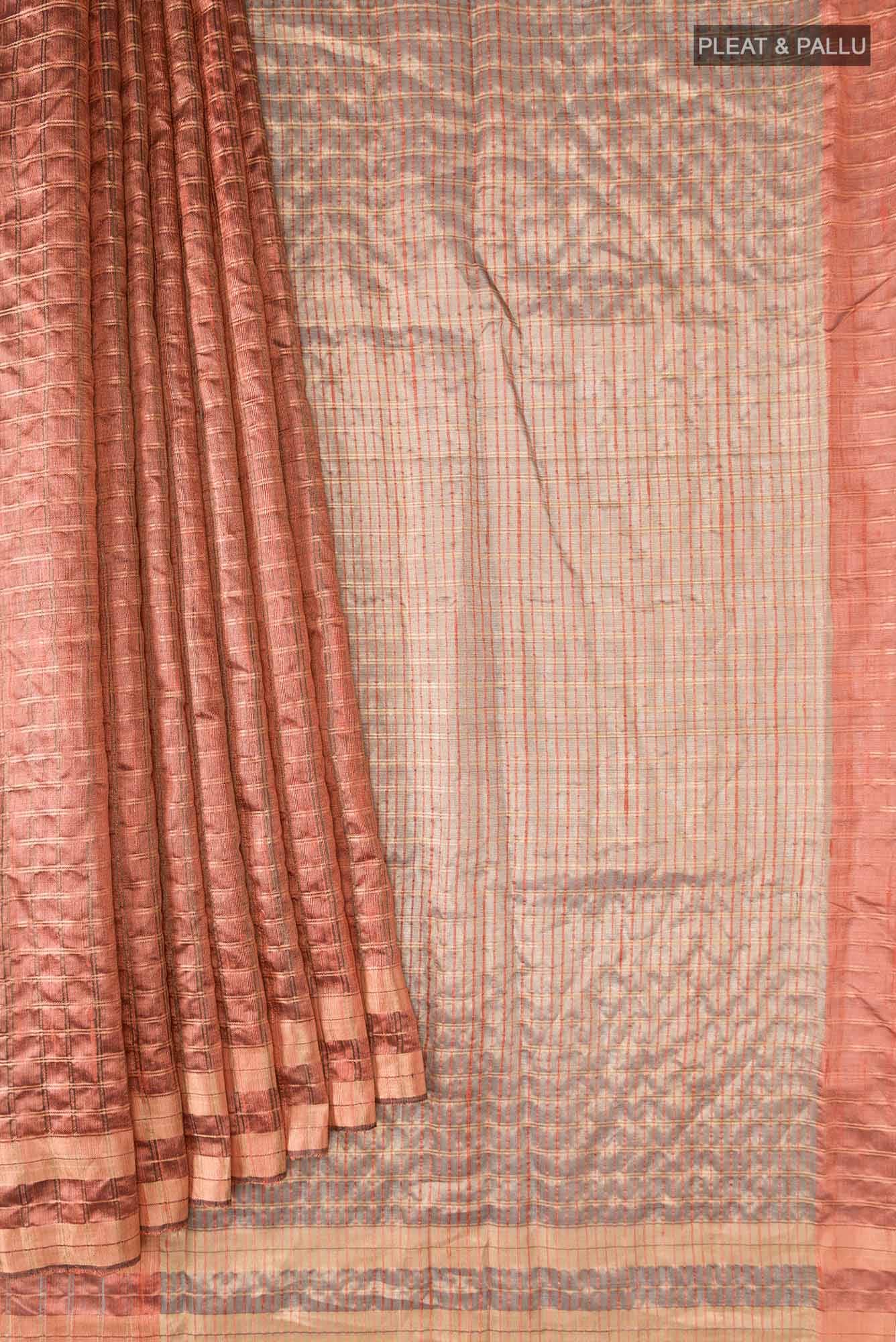 Shruthi-Rust Bhagalpuri Tussar Silk Saree