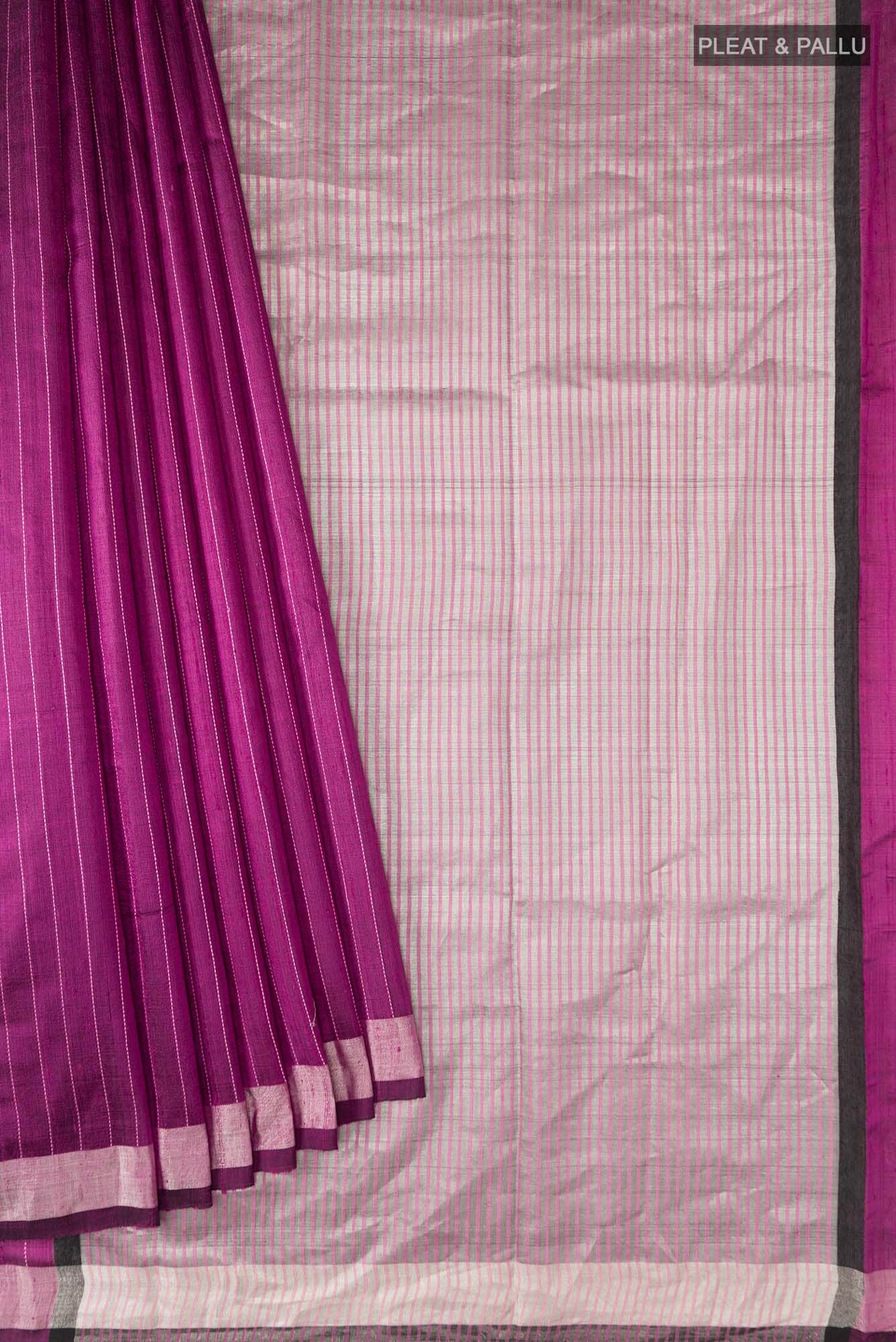 Rich Merlot-Magenta Bhagalpuri Tussar Silk Saree