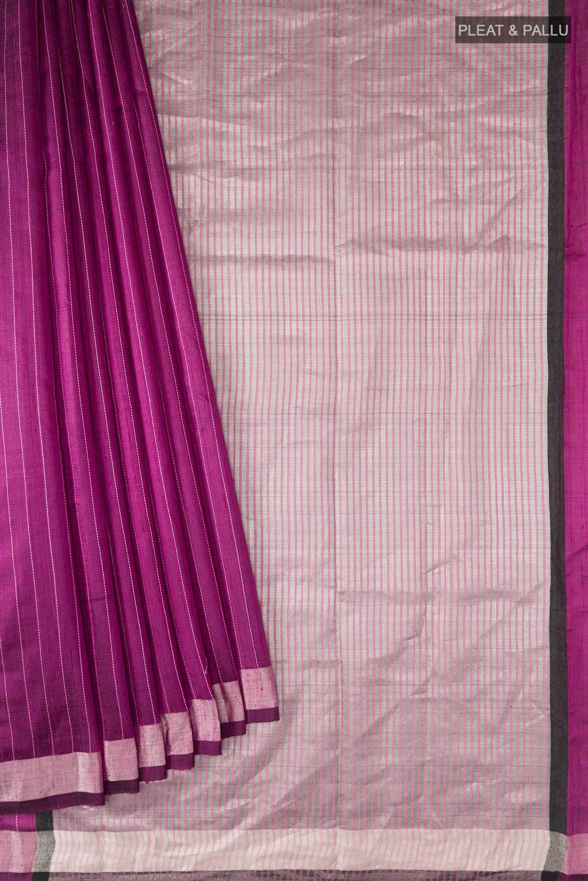 Rich Merlot-Magenta Bhagalpuri Tussar Silk Saree