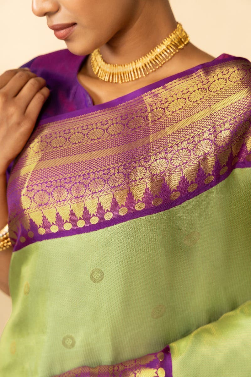 Anugraha-Pista Green Kanchipuram Silk Saree