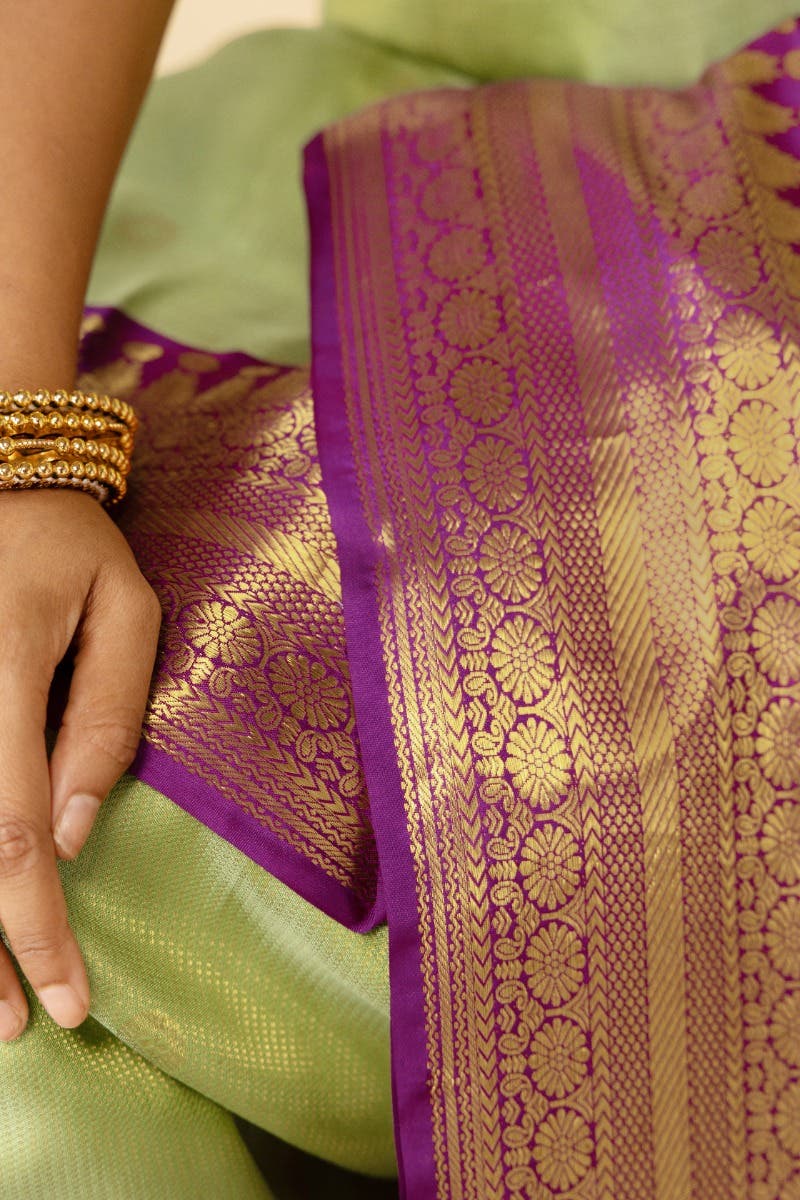 Anugraha-Pista Green Kanchipuram Silk Saree