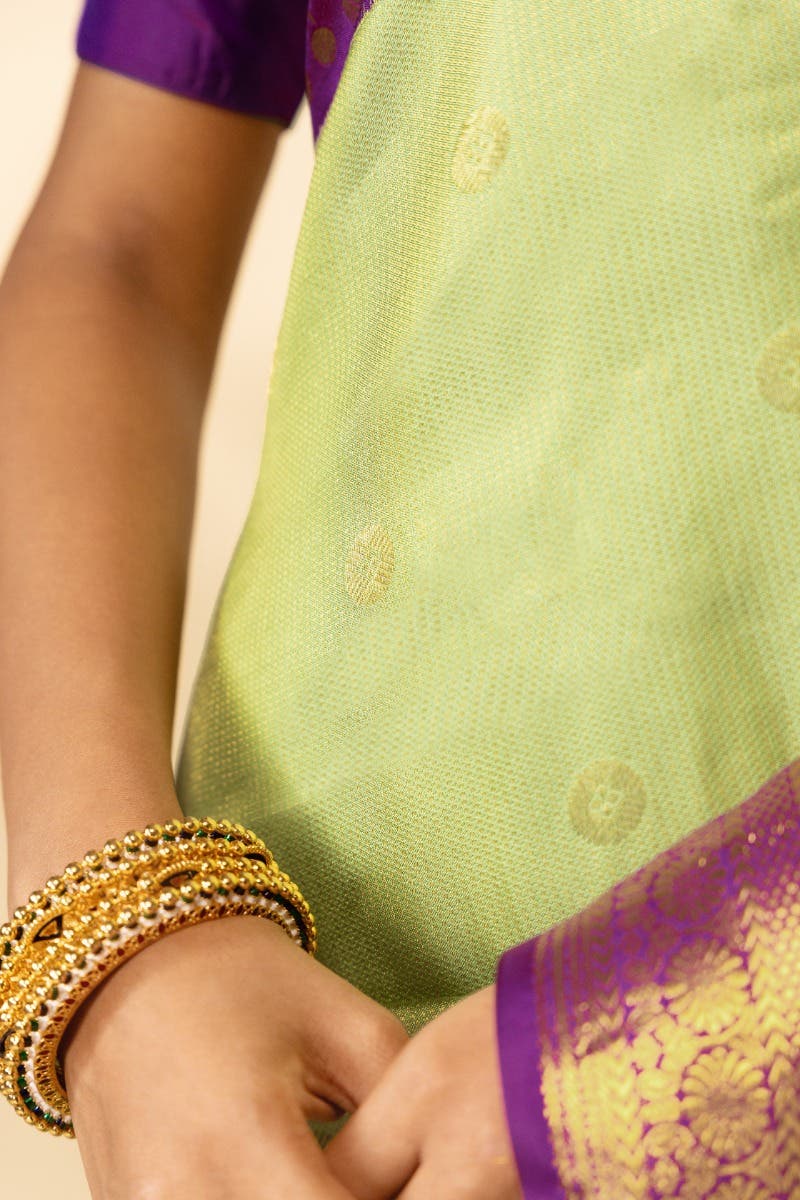 Anugraha-Pista Green Kanchipuram Silk Saree