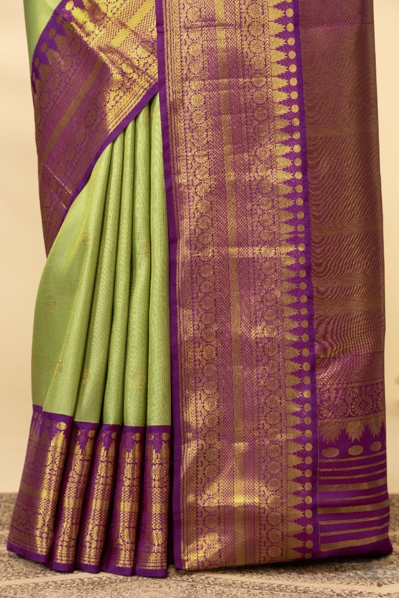 Anugraha-Pista Green Kanchipuram Silk Saree