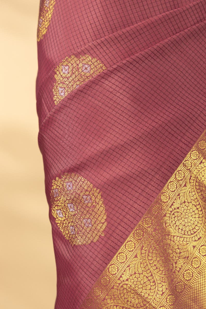 Ponmani-Dusky Pink Kanchipuram Silk Saree