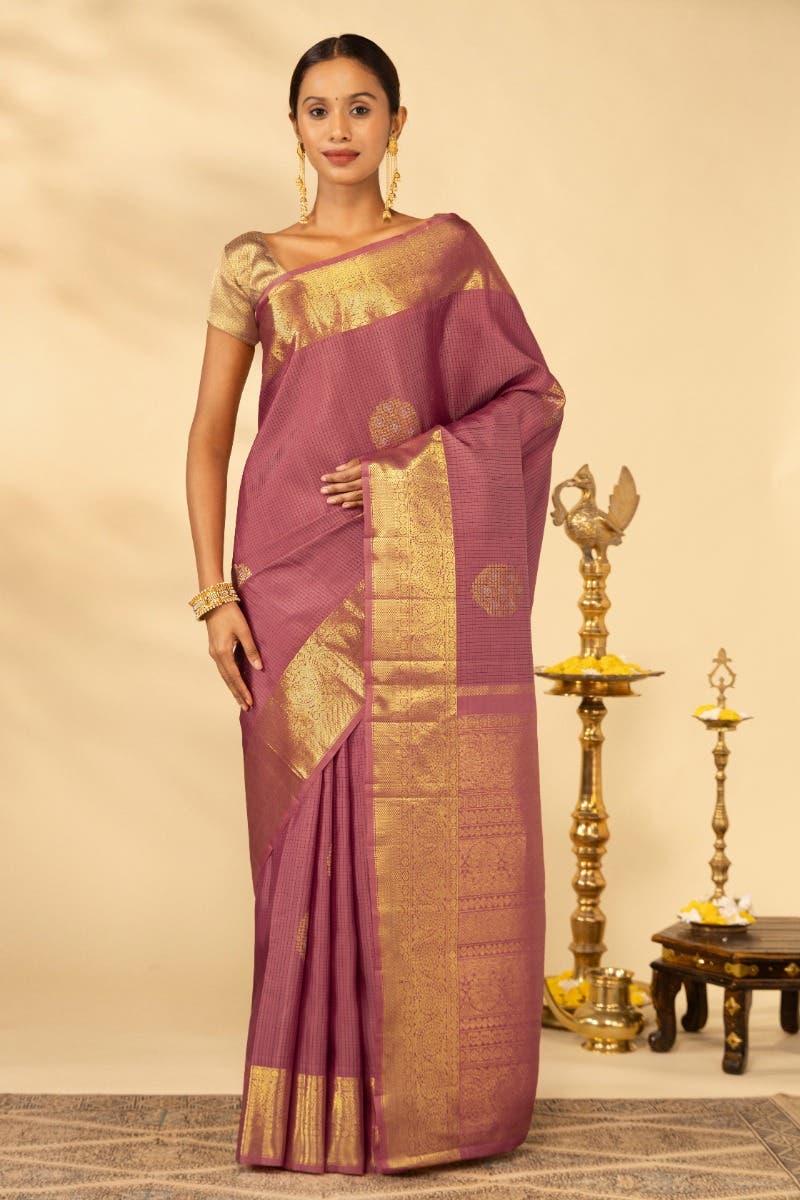 Ponmani-Dusky Pink Kanchipuram Silk Saree
