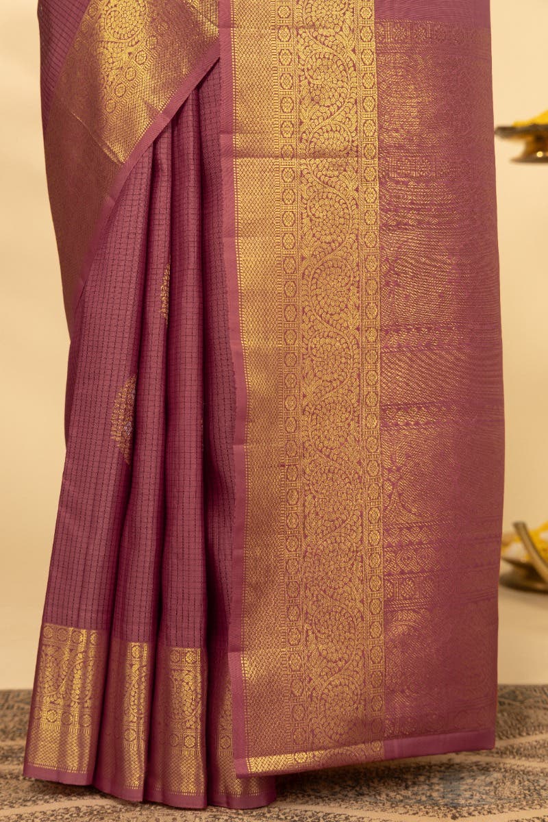 Ponmani-Dusky Pink Kanchipuram Silk Saree
