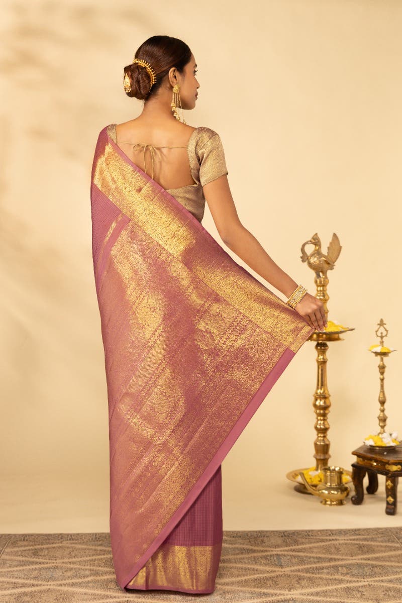 Ponmani-Dusky Pink Kanchipuram Silk Saree