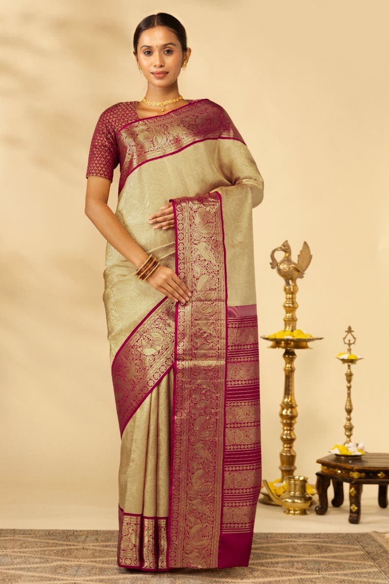Kanika-Cream Kanchipuram Silk Saree