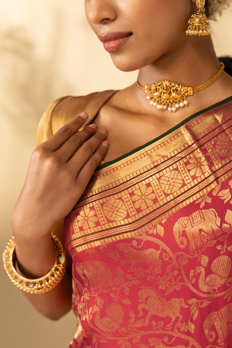 Vanalakshmi-Red Kanchipuram Silk Saree