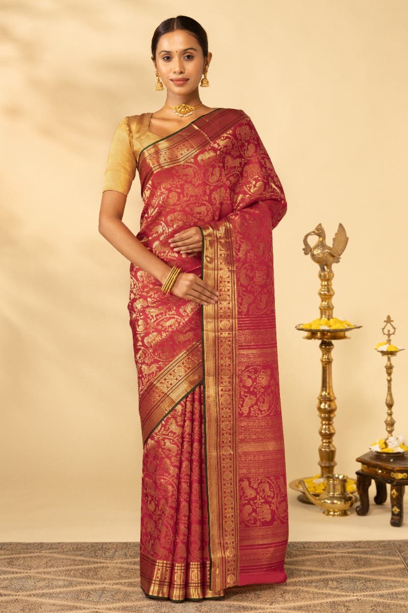 Vanalakshmi-Red Kanchipuram Silk Saree