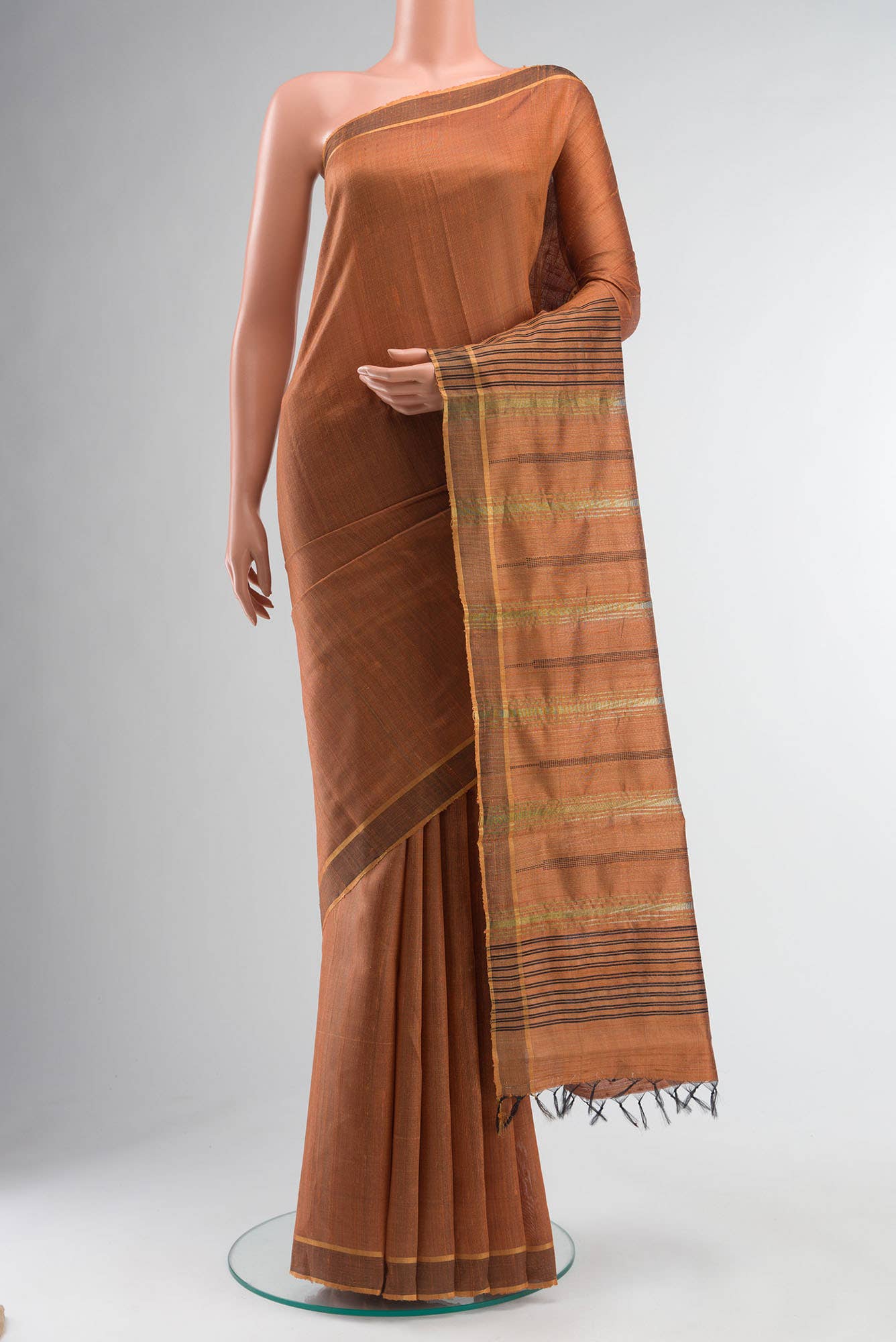 Espresso Shadow-Rust Bhagalpuri Tussar Silk Saree