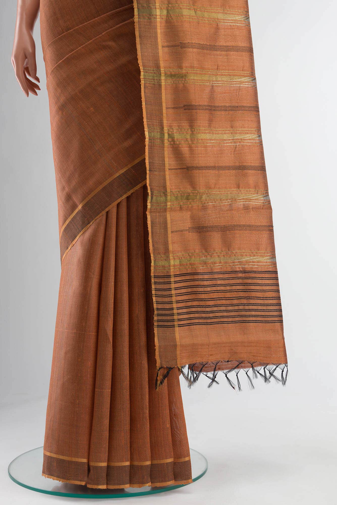 Espresso Shadow-Rust Bhagalpuri Tussar Silk Saree