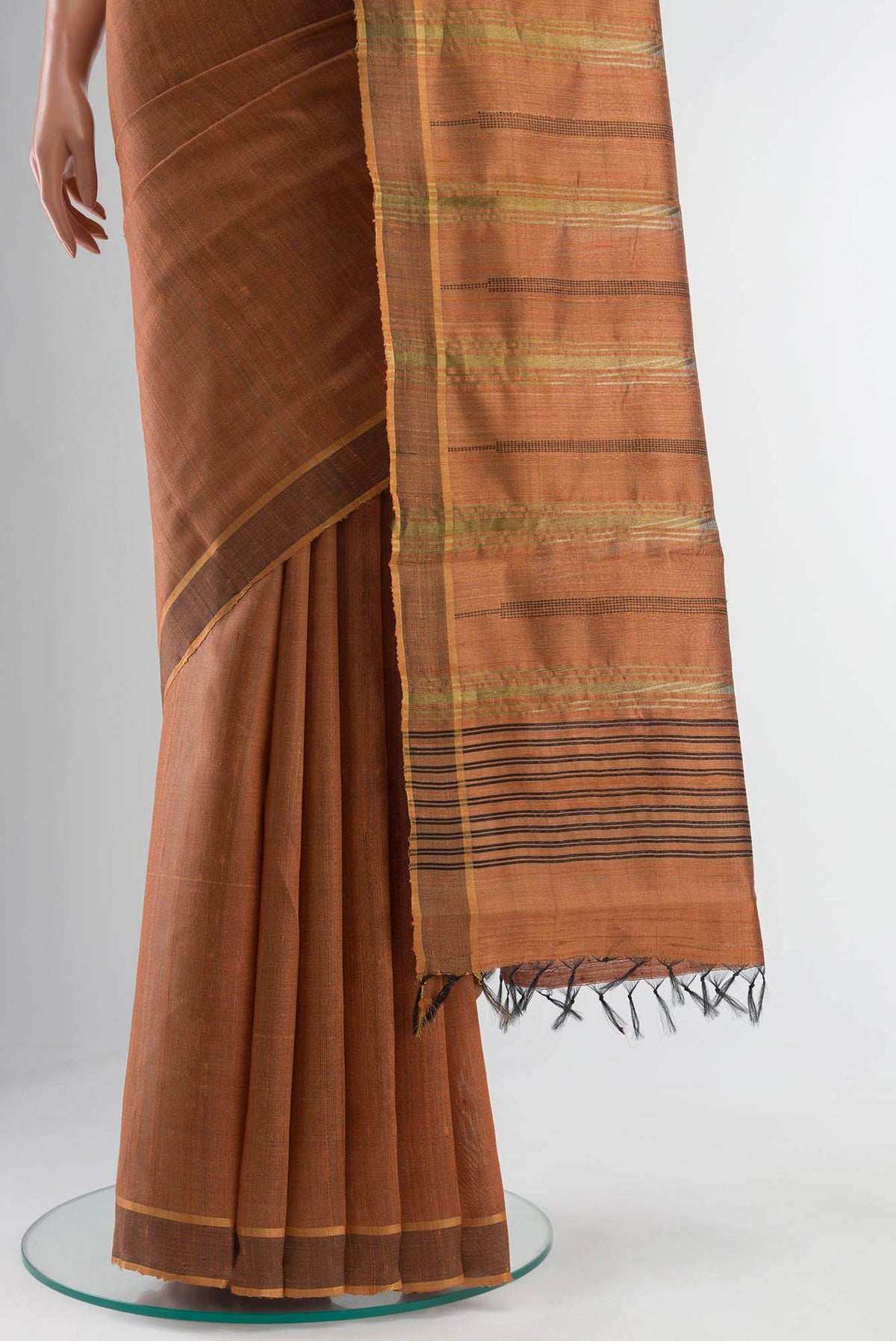 Espresso Shadow-Rust Bhagalpuri Tussar Silk Saree