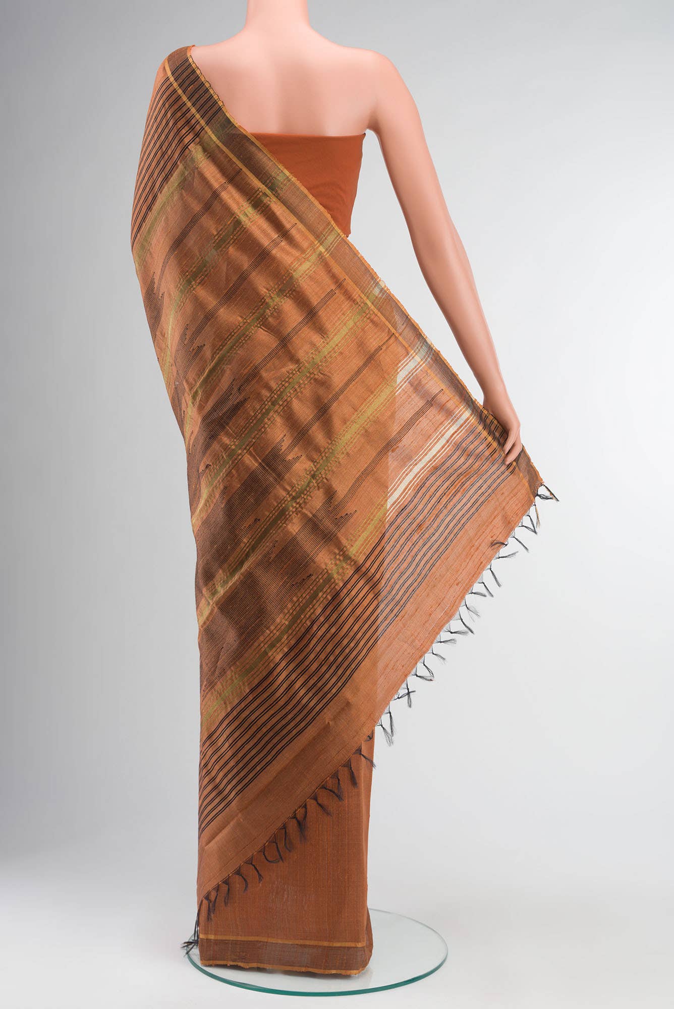 Espresso Shadow-Rust Bhagalpuri Tussar Silk Saree