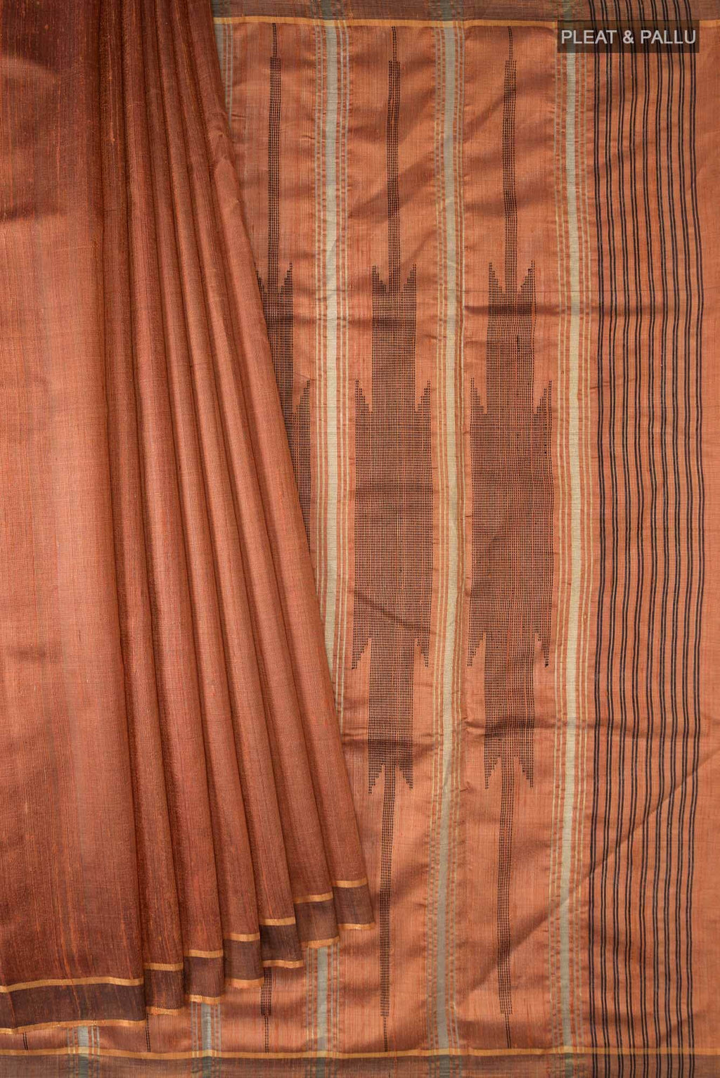 Espresso Shadow-Rust Bhagalpuri Tussar Silk Saree
