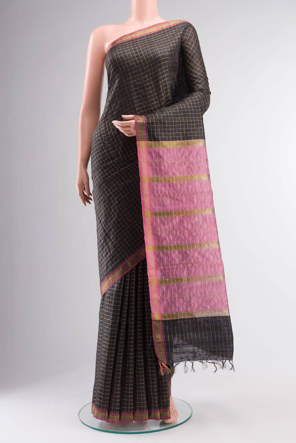 Aahana-Black Bhagalpuri Tussar Silk Saree