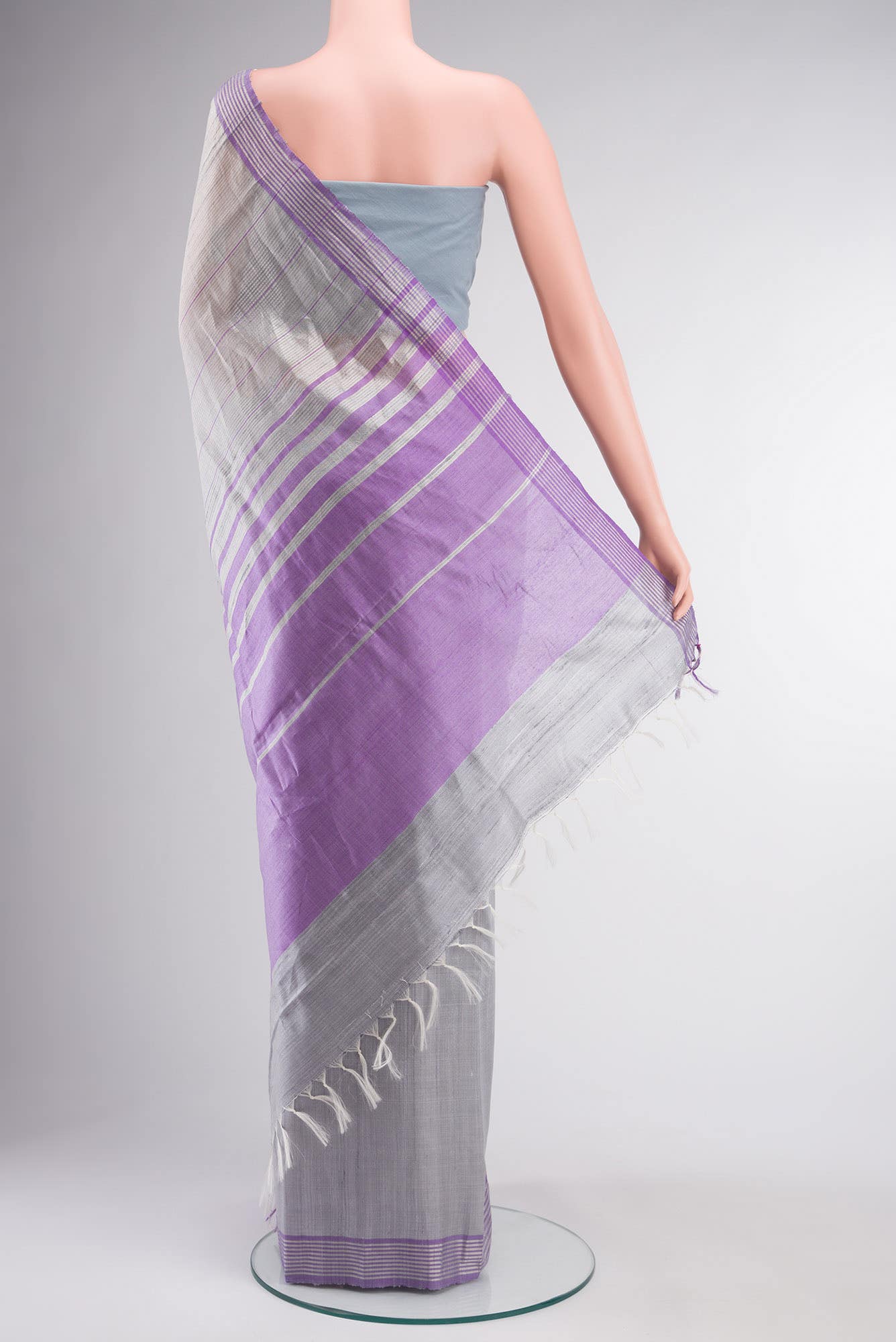 Lavender Lush-Grey Bhagalpuri Tussar Silk Saree