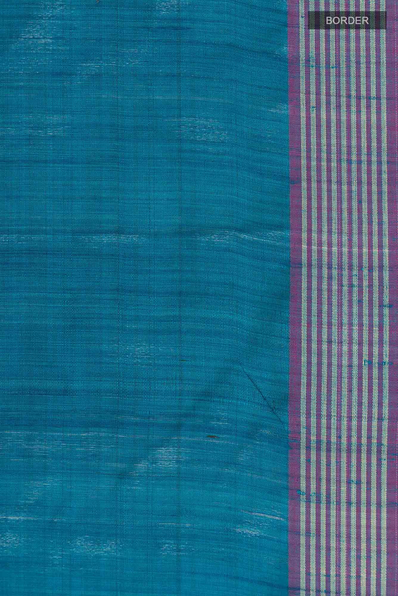 Ocean Orchid-Blue Bhagalpuri Tussar Silk Saree