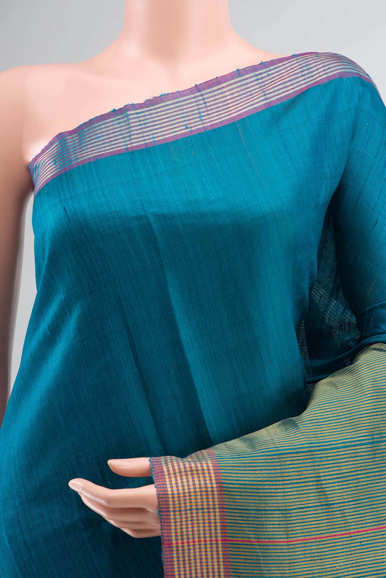 Ocean Orchid-Blue Bhagalpuri Tussar Silk Saree