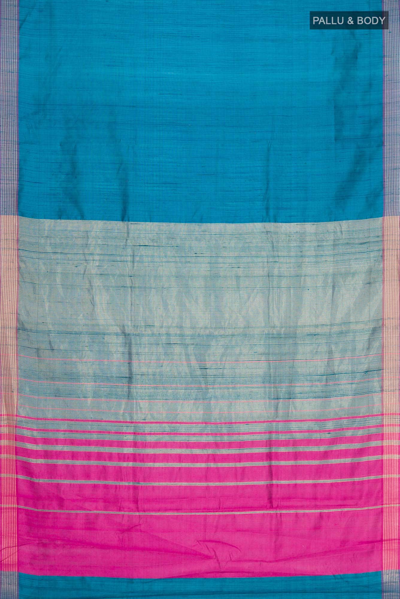Ocean Orchid-Blue Bhagalpuri Tussar Silk Saree