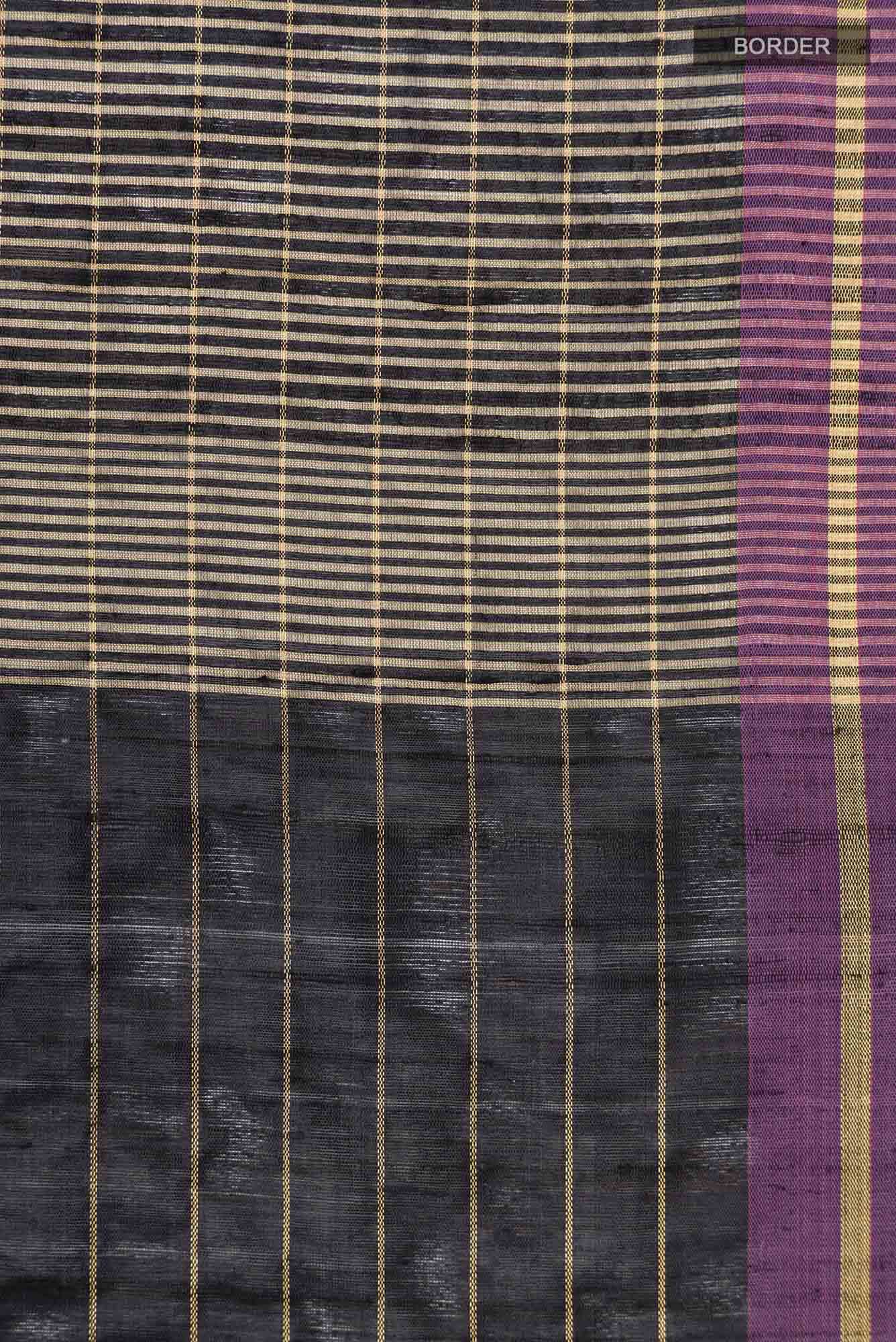 Orchid Dream-Black Bhagalpuri Tussar Silk Saree