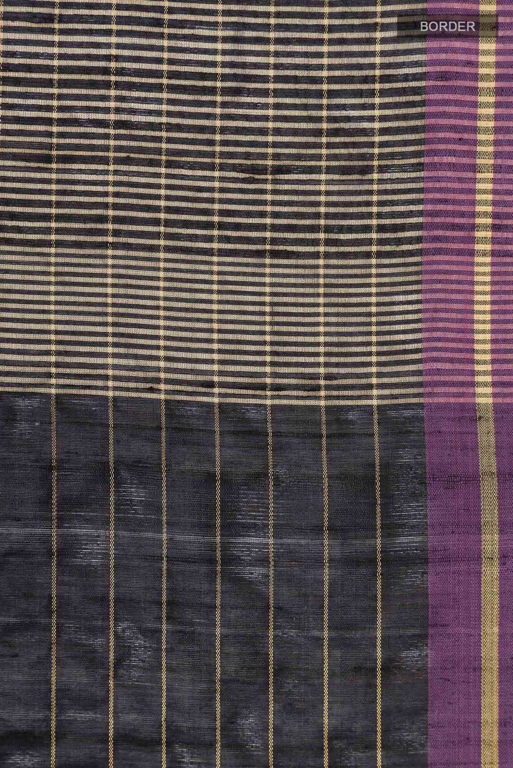 Orchid Dream-Black Bhagalpuri Tussar Silk Saree