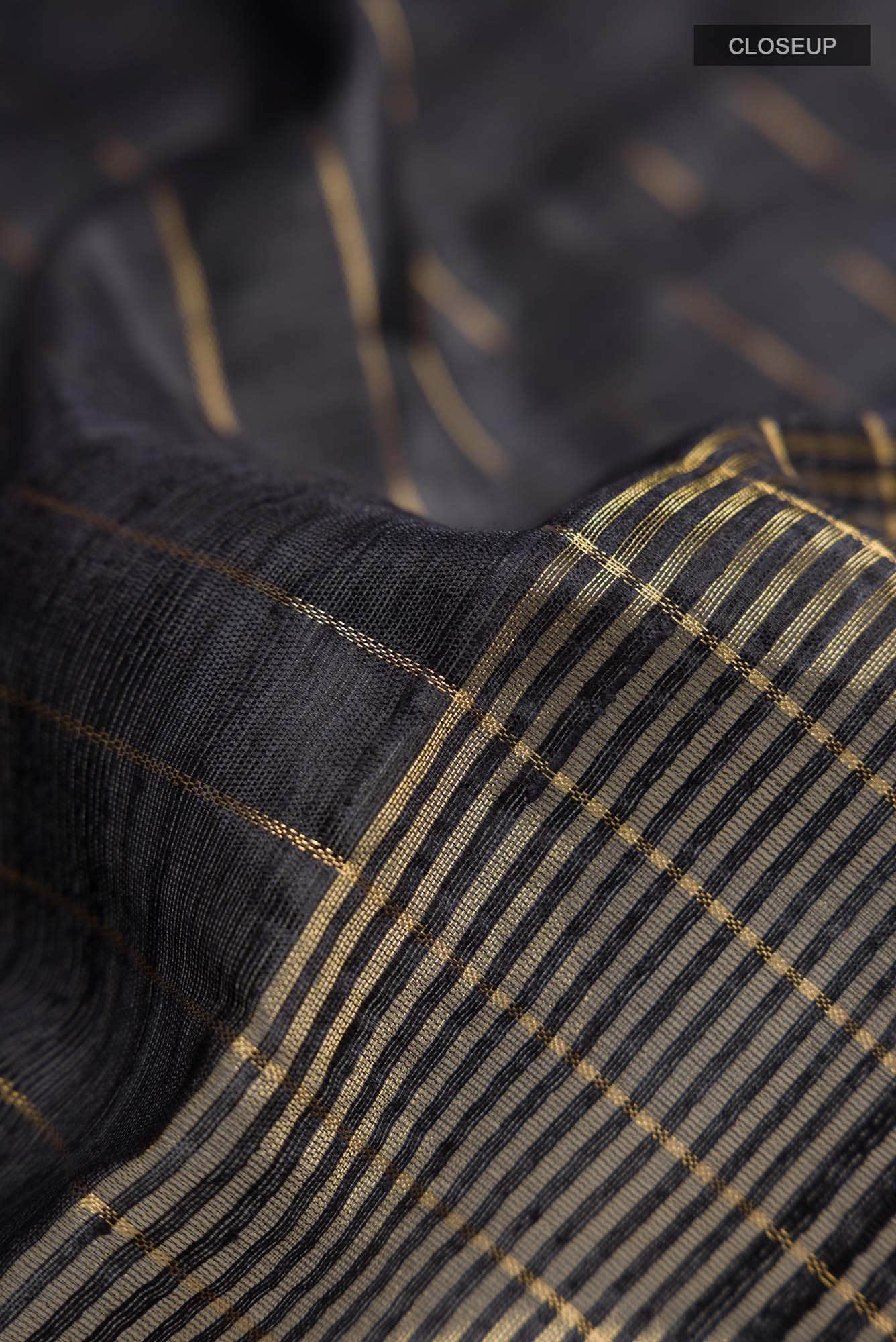 Orchid Dream-Black Bhagalpuri Tussar Silk Saree