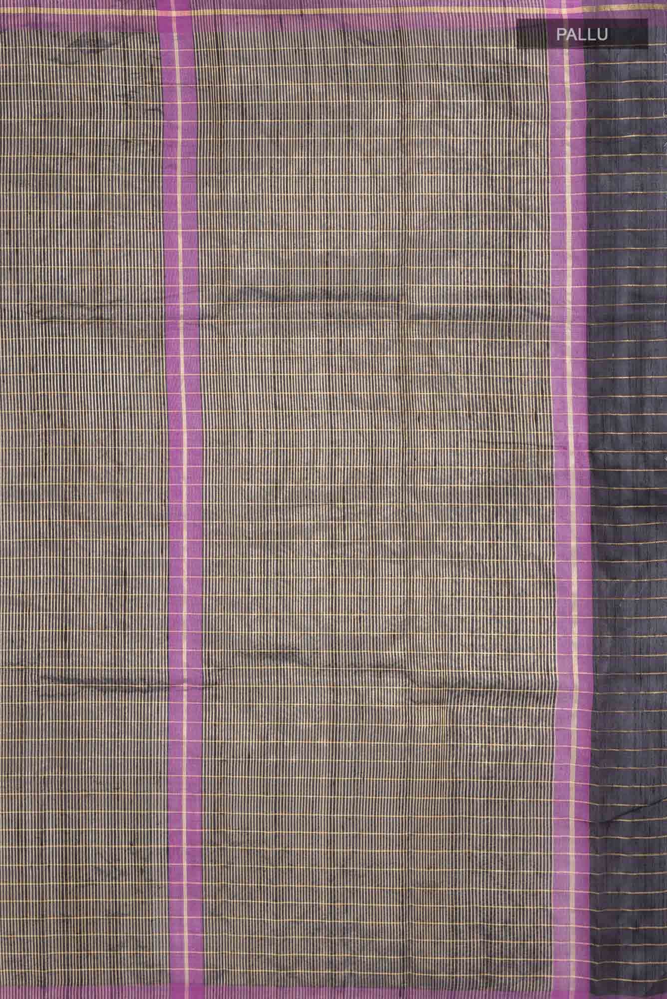 Orchid Dream-Black Bhagalpuri Tussar Silk Saree