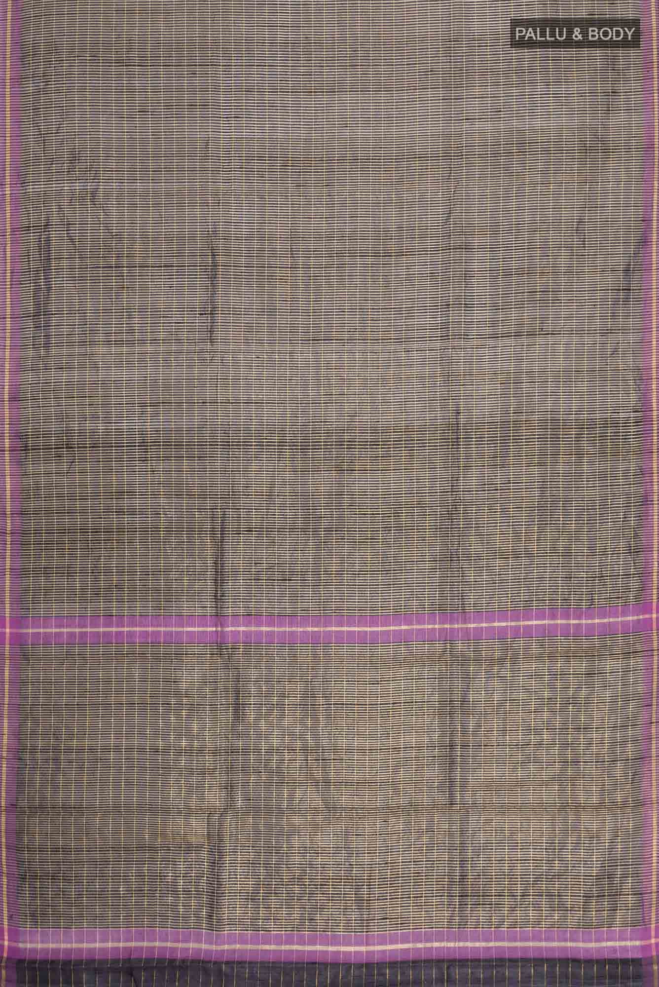 Orchid Dream-Black Bhagalpuri Tussar Silk Saree