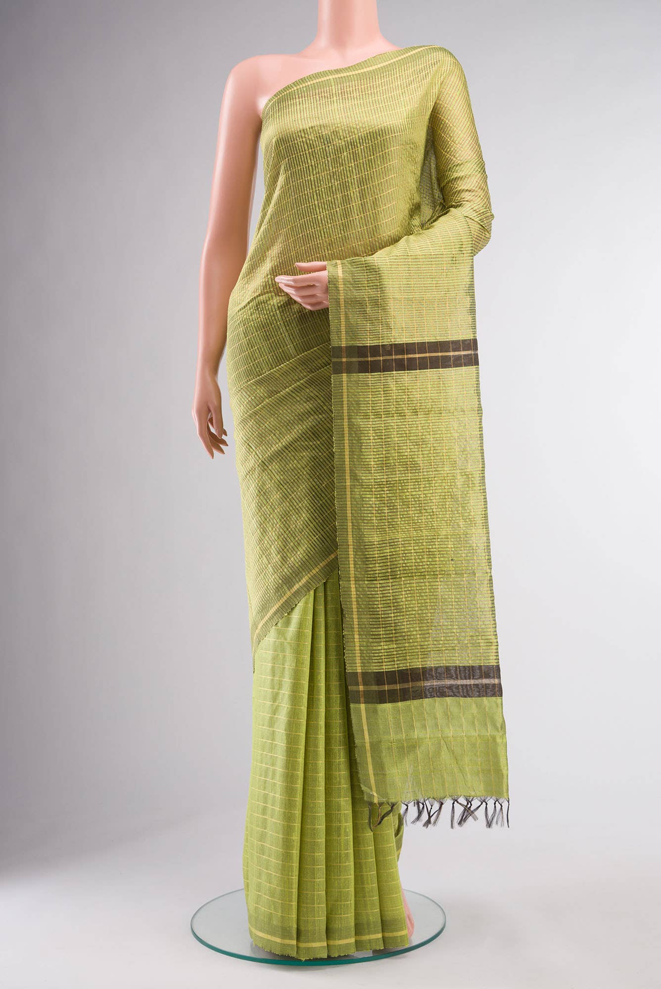 Sleek Topaz-Light Green Bhagalpuri Tussar Silk Saree
