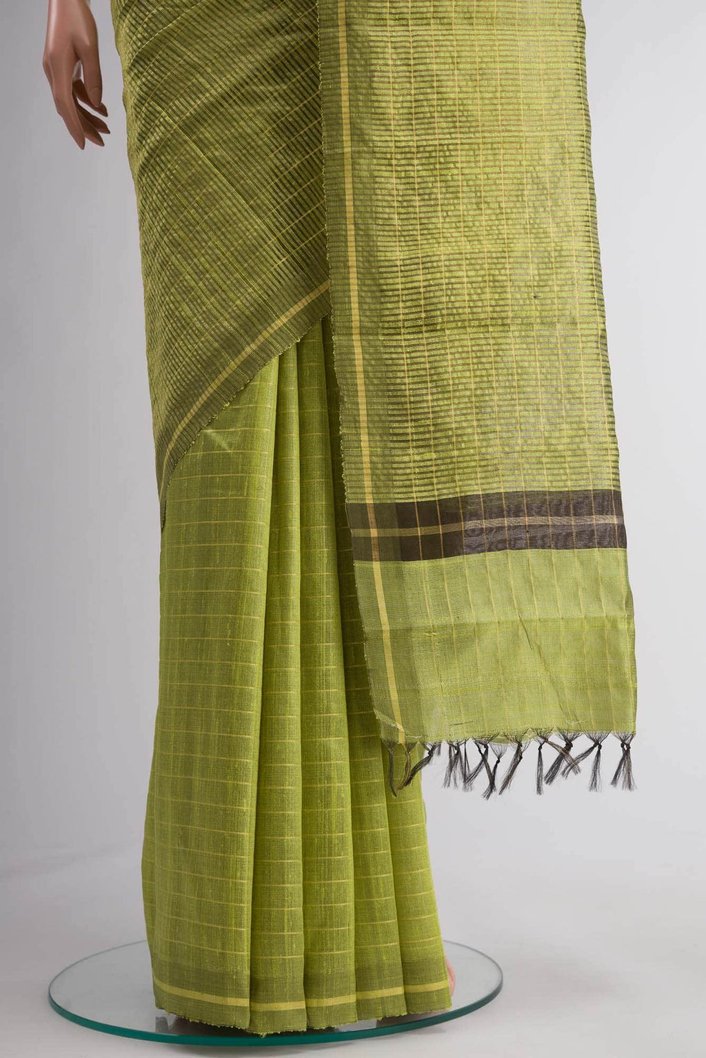 Sleek Topaz-Light Green Bhagalpuri Tussar Silk Saree